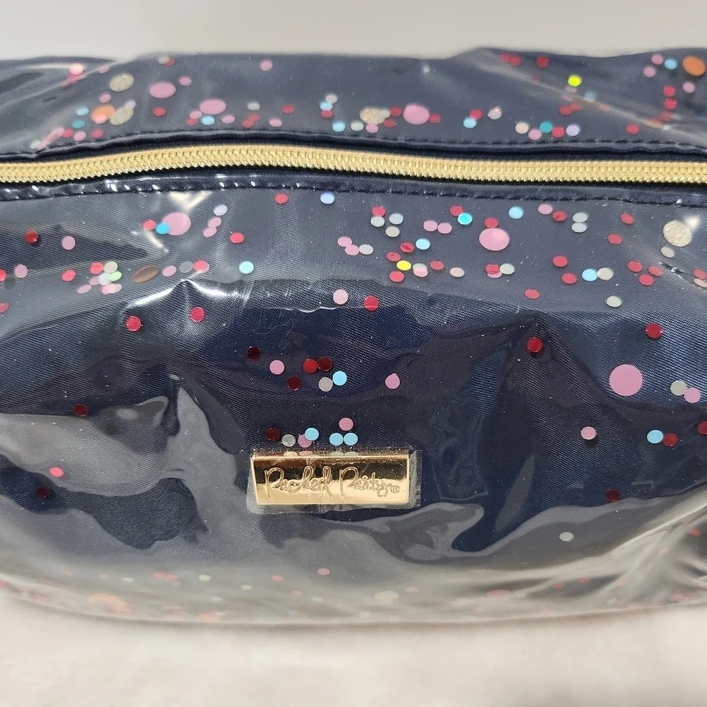 Packed Party Confetti Navy Blue Everyday Essentials Vanity Cosmetic Bag NWOT